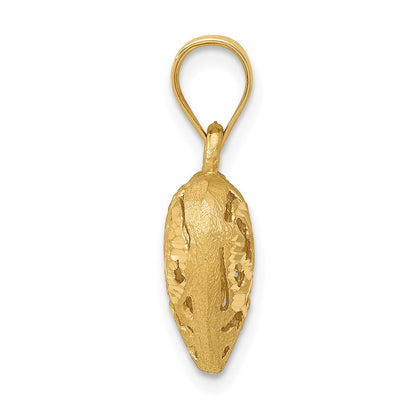 14k Yellow Gold Polished 3-D Filigree Puffed Heart Pendant