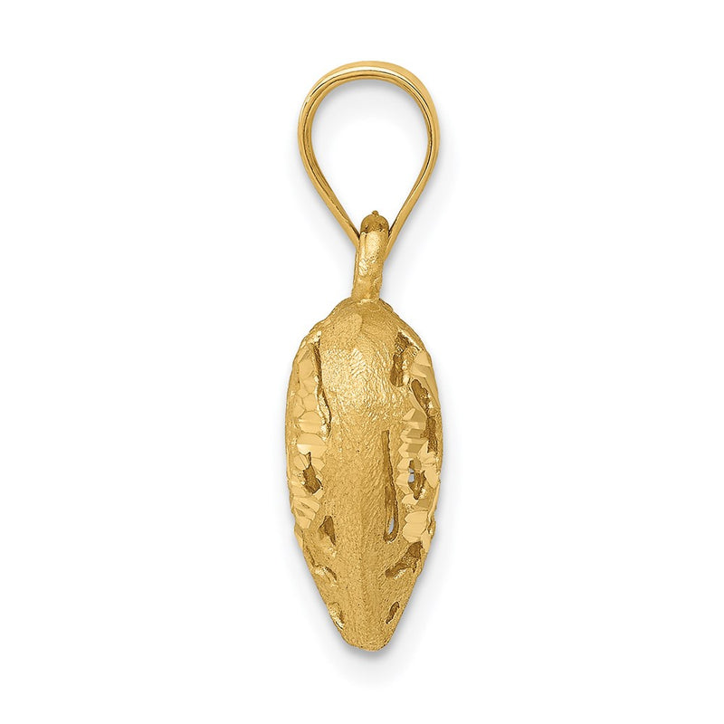 14k Yellow Gold Polished 3-D Filigree Puffed Heart Pendant