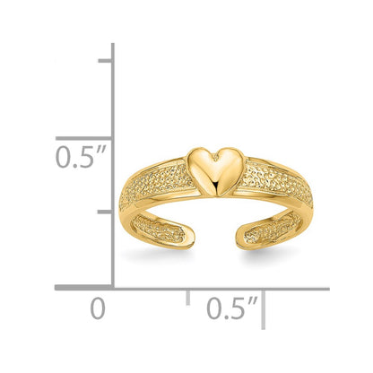 14k Yellow Gold Heart Toe Ring