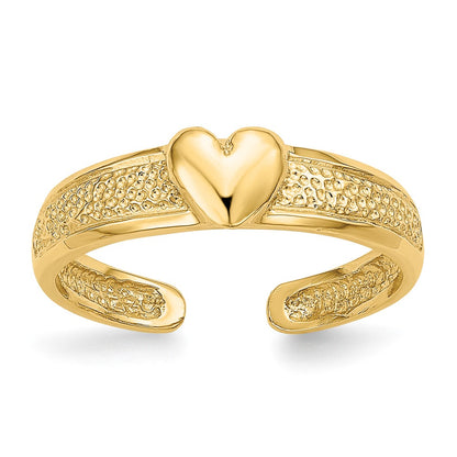 14k Yellow Gold Heart Toe Ring