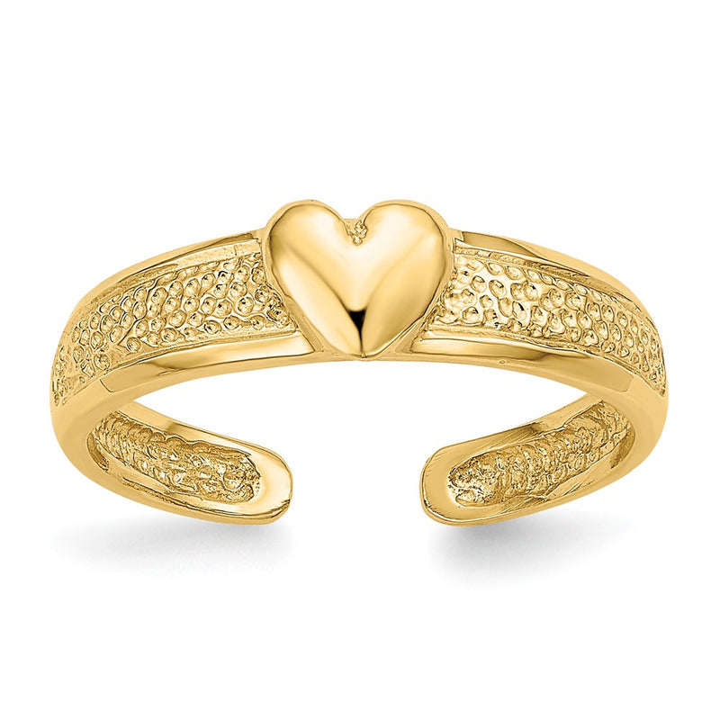 14k Yellow Gold Heart Toe Ring