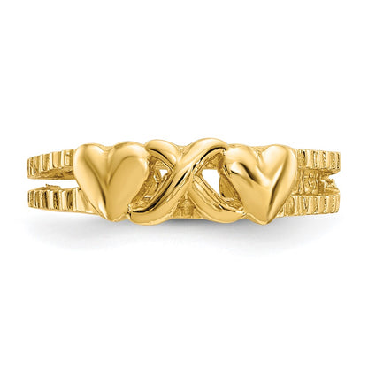 14k Yellow Gold Hearts and X Toe Ring