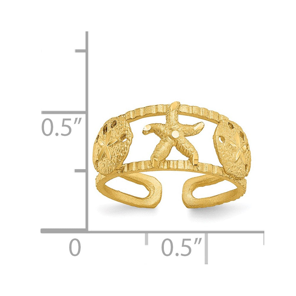 14k Yellow Gold Starfish Toe Ring
