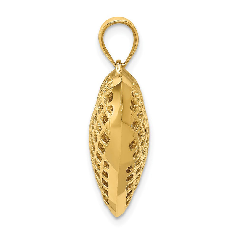 14k Yellow Gold Polished 3-D Woven Puffed Heart Pendant