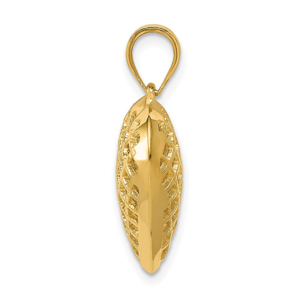 14k Yellow Gold Polished 3-D Woven Puffed Heart Pendant
