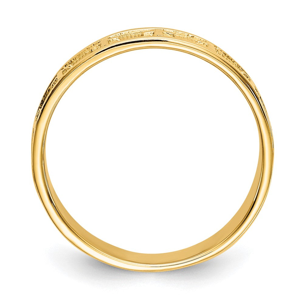 14K Yellow Gold Polished & Satin Cross Band