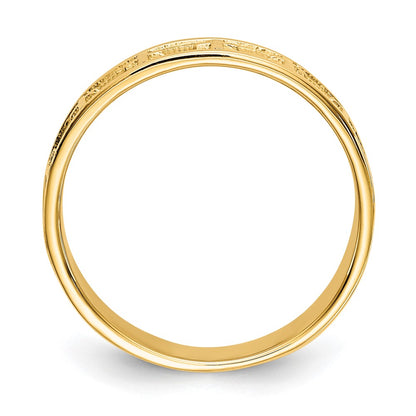 14K Yellow Gold Polished & Satin Cross Band