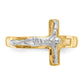 14K Two-Tone Gold Polished Diamond-Cut Mens Crucifix Ring
