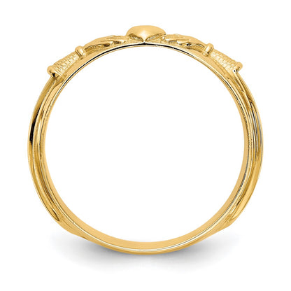 Real 14K Yellow Gold Mens Claddagh Wedding Band Ring