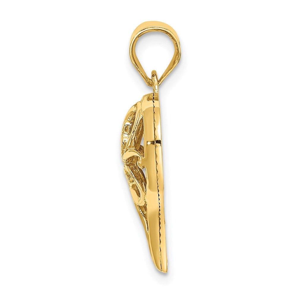 14k Yellow Gold Polished Patterned Heart Pendant