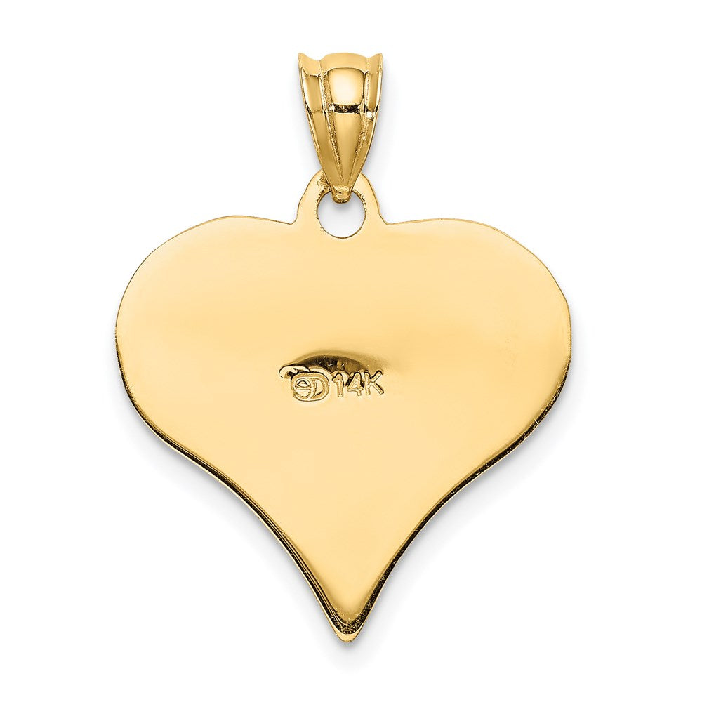 14k Yellow Gold Polished Patterned Heart Pendant
