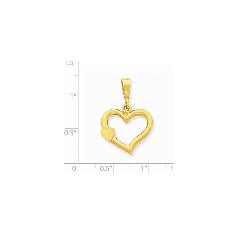 14k Yellow Gold Solid Satin Polished Fancy Heart Pendant