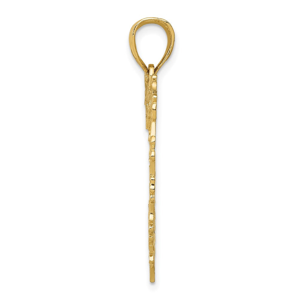 14k Yellow Gold Polished Floral Border Heart Pendant