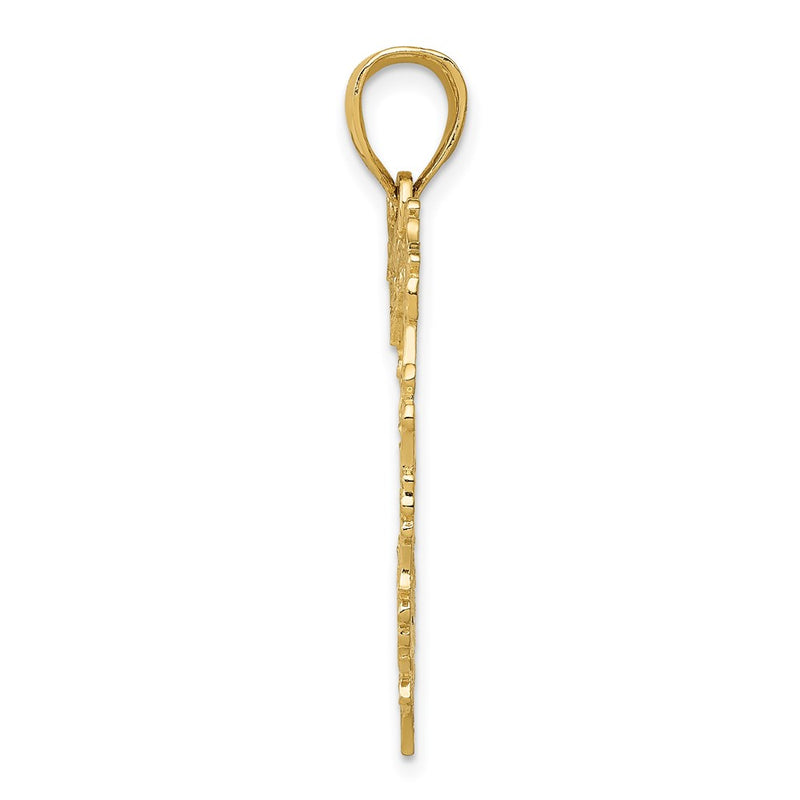 14k Yellow Gold Polished Floral Border Heart Pendant