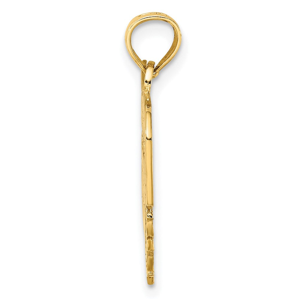 14k Yellow Gold Polished I LOVE YOU Heart with Banner Charm