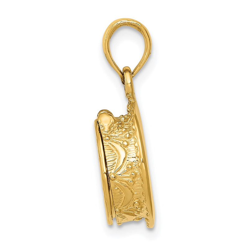 14k Yellow Gold 3D Enamel Birthday Cake with Candle Inside Pendant