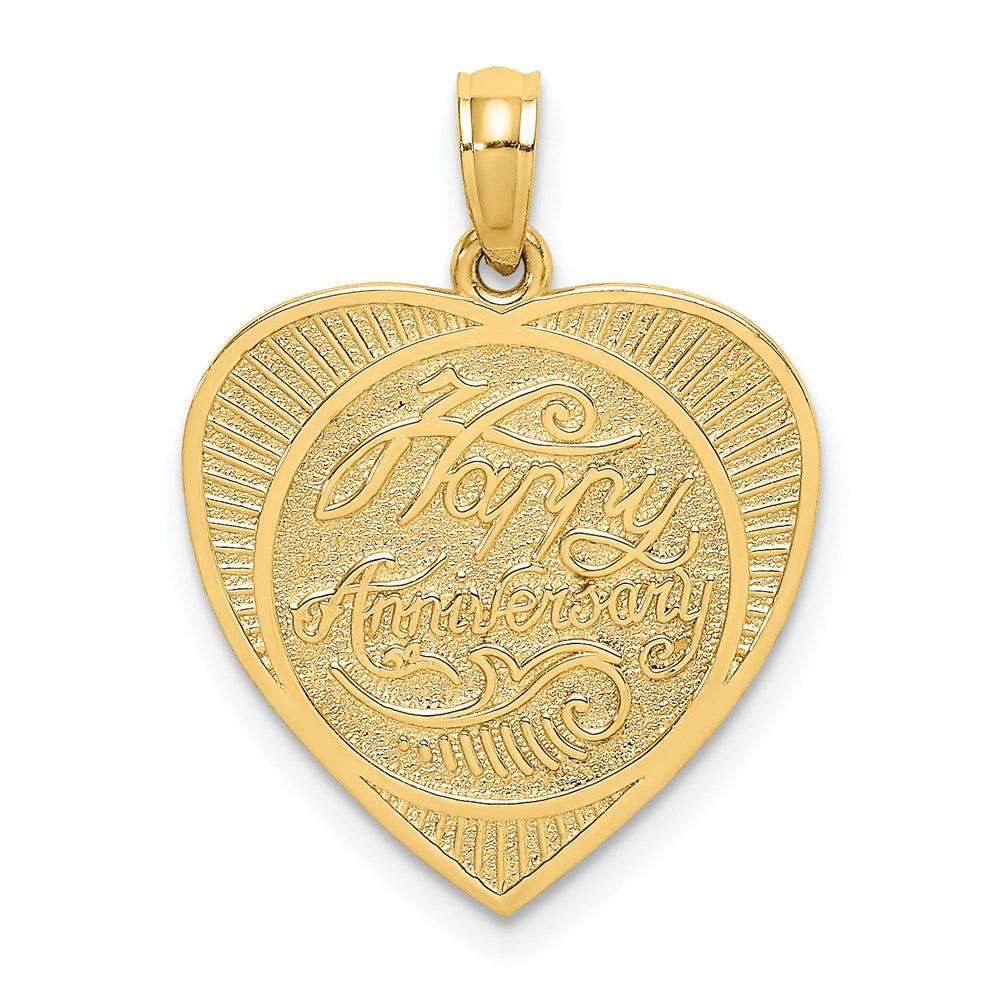 14k Yellow Gold Textured Back HAPPY ANNIVERSARY in Heart Charm