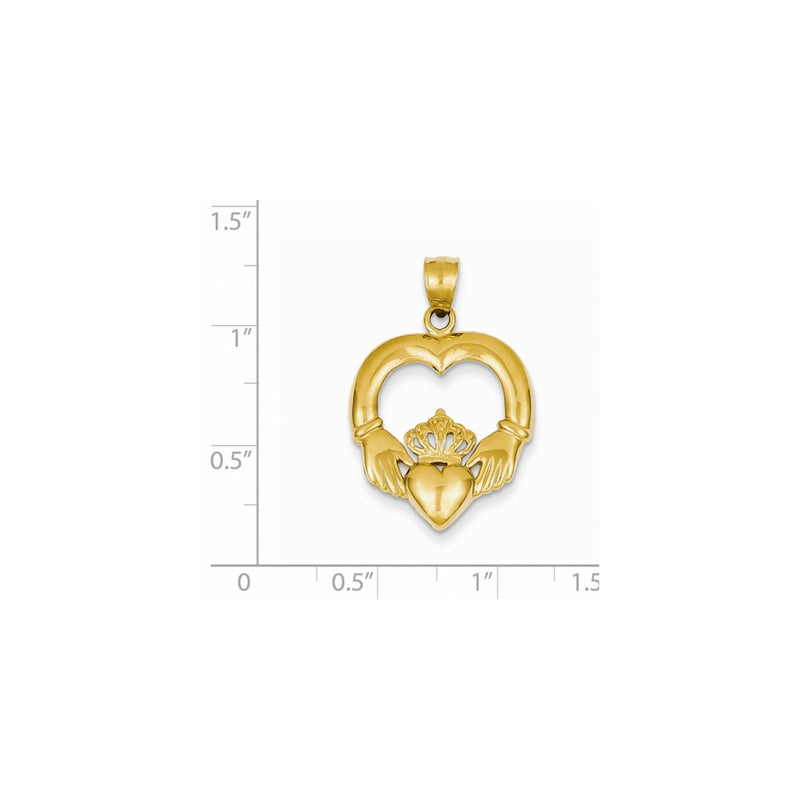 14k Yellow Gold Polished Open-Backed Claddagh Pendant
