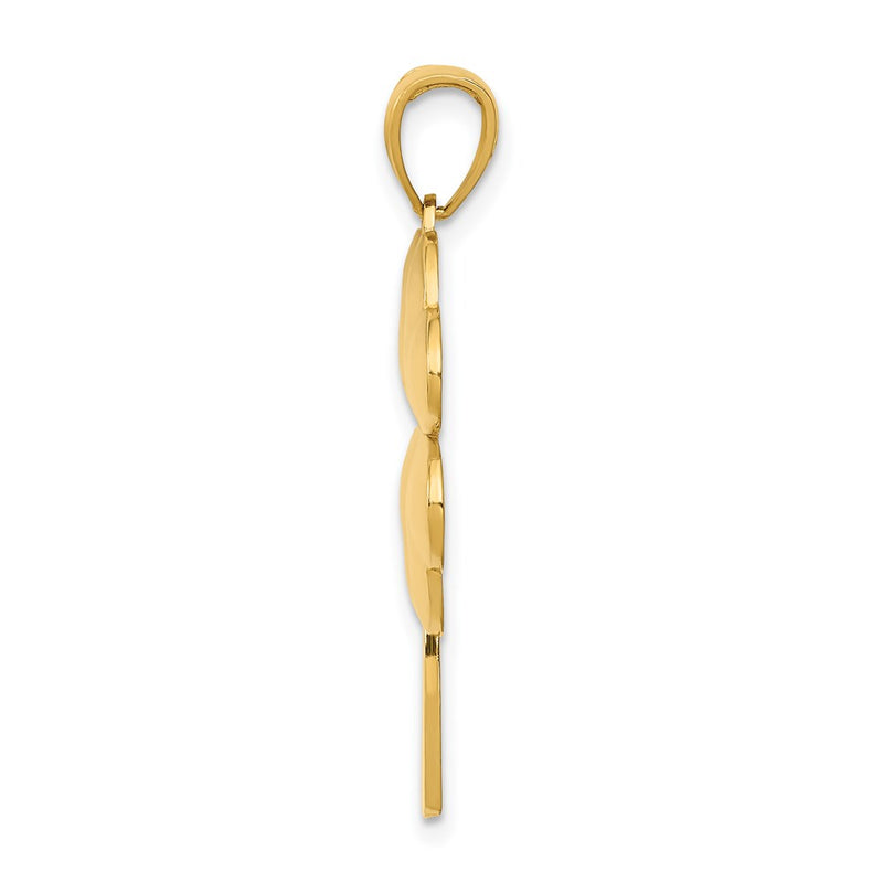 14k Yellow Gold Solid Polished 4-Leaf Clover Pendant