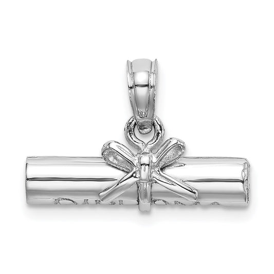 14k White Gold 3-D DIPLOMA  Rolled Up Charm