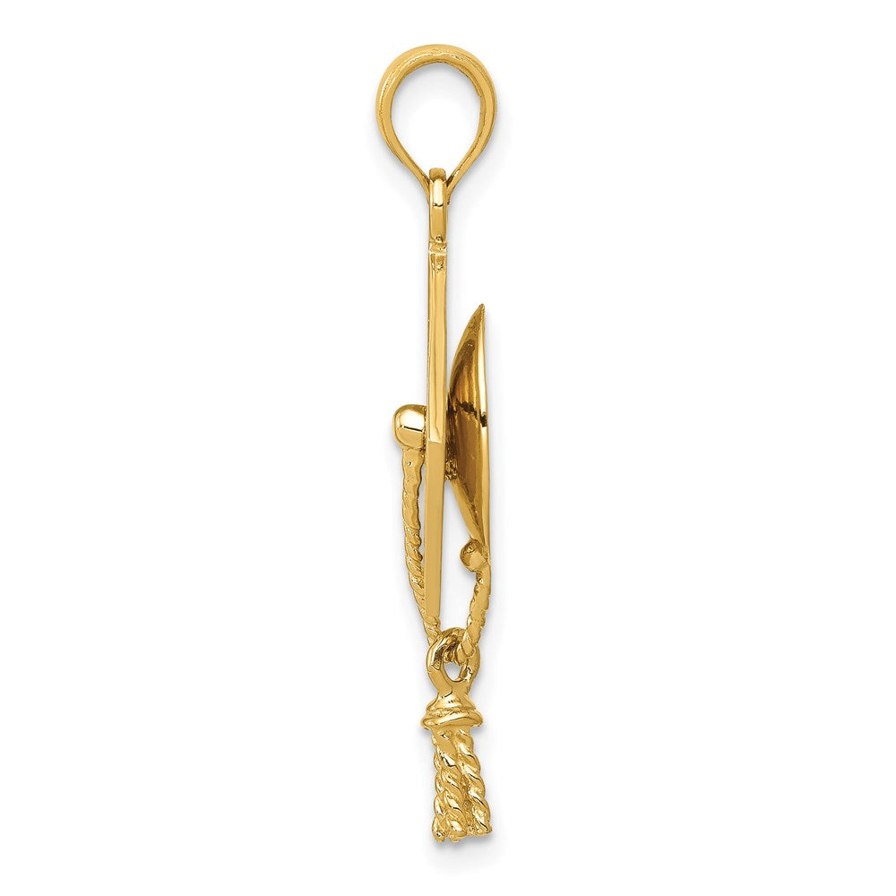 14k Yellow Gold Solid Polished 3-D Graduation Cap Pendant