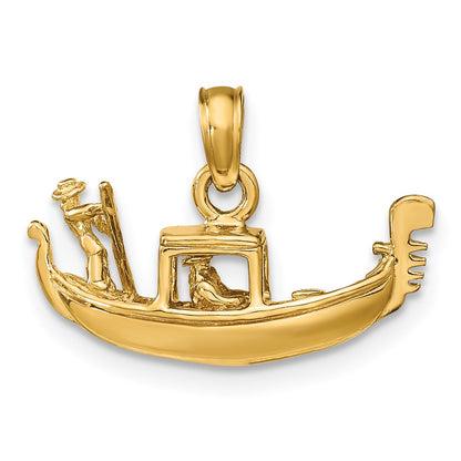 14k Yellow Gold Solid Polished 3-D Gondola Pendant