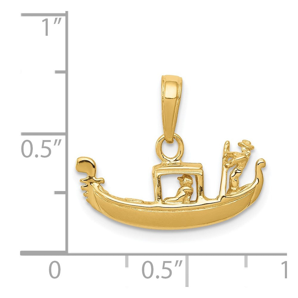 14k Yellow Gold Solid Polished 3-D Gondola Pendant