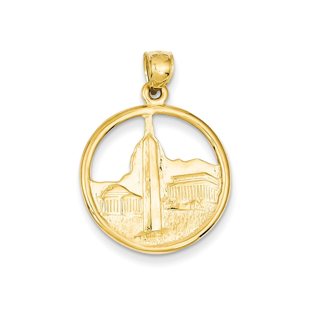 14k Yellow Gold Reversible Washington D.C. in Disc Pendant