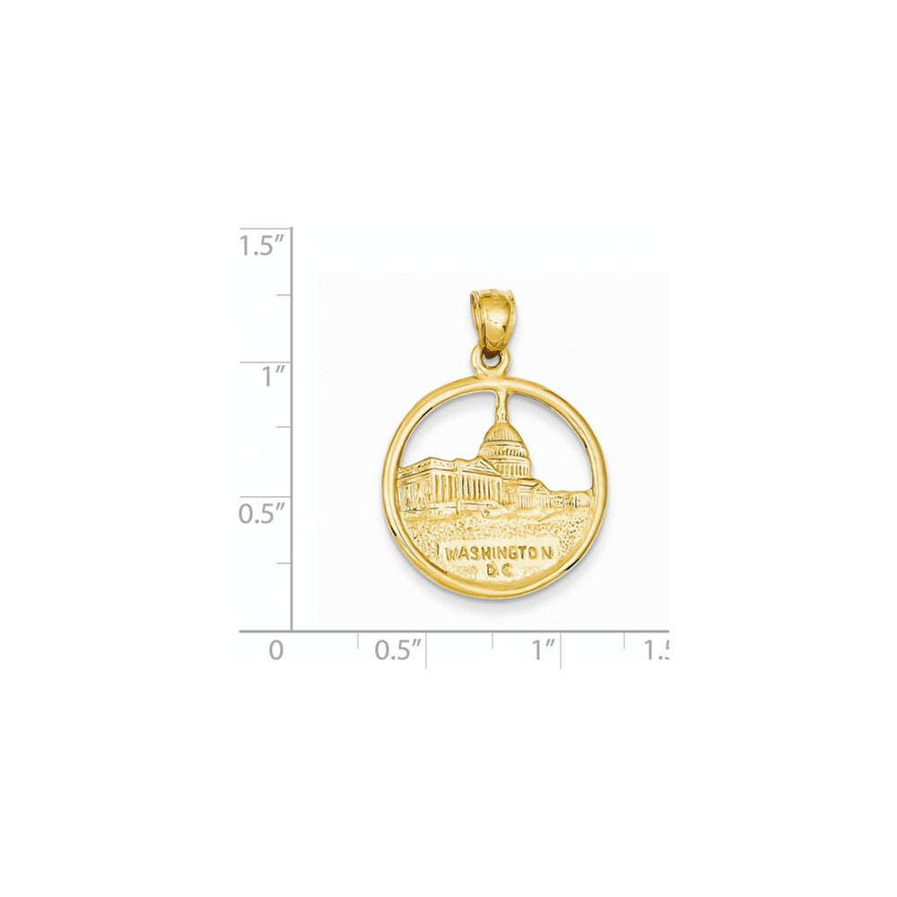 14k Yellow Gold Reversible Washington D.C. in Disc Pendant