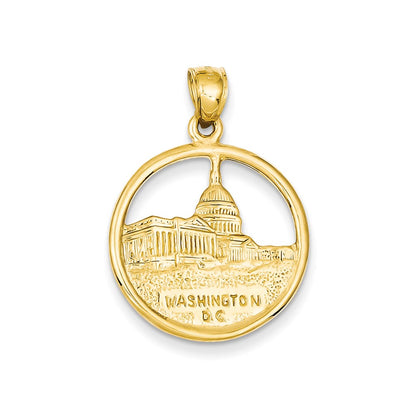 14k Yellow Gold Reversible Washington D.C. in Disc Pendant