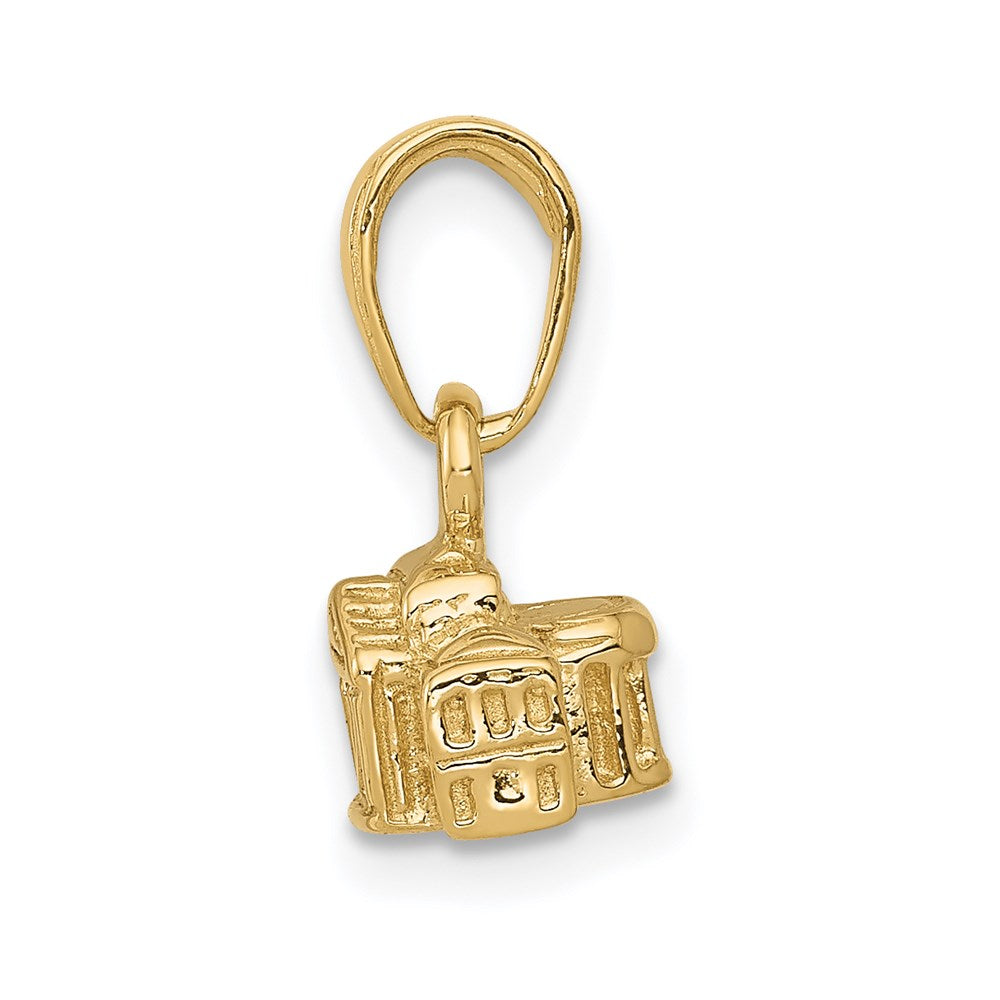 14k Yellow Gold 3D White House Pendant