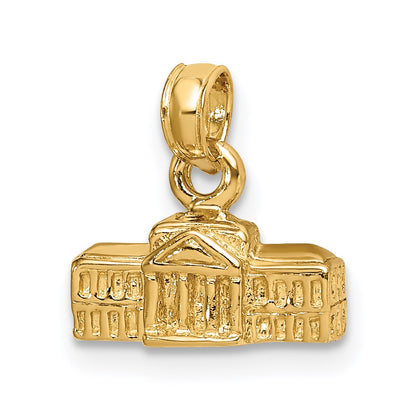14k Yellow Gold 3D White House Pendant