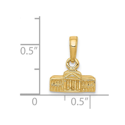 14k Yellow Gold 3D White House Pendant
