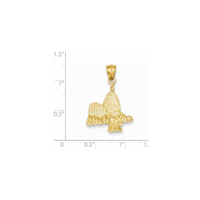 14k Yellow Gold Solid Polished Capitol Building Pendant