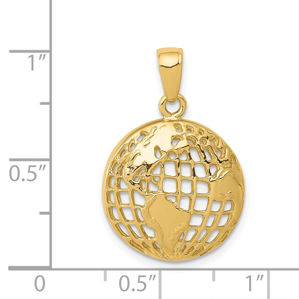 14k Yellow Gold Polished Globe Pendant