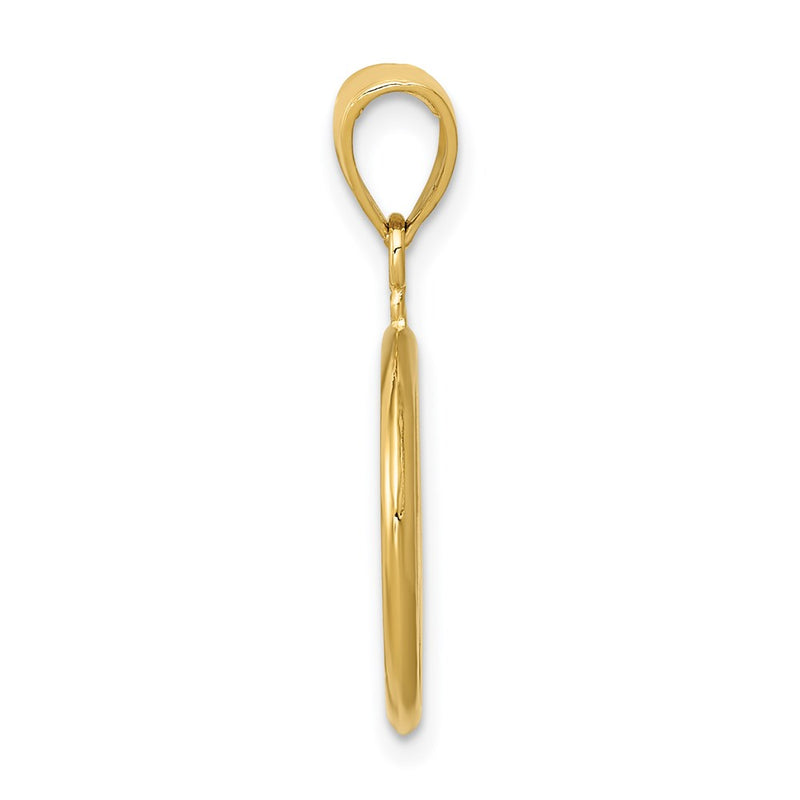 14k Yellow Gold 3D Polished Peace Sign Charm