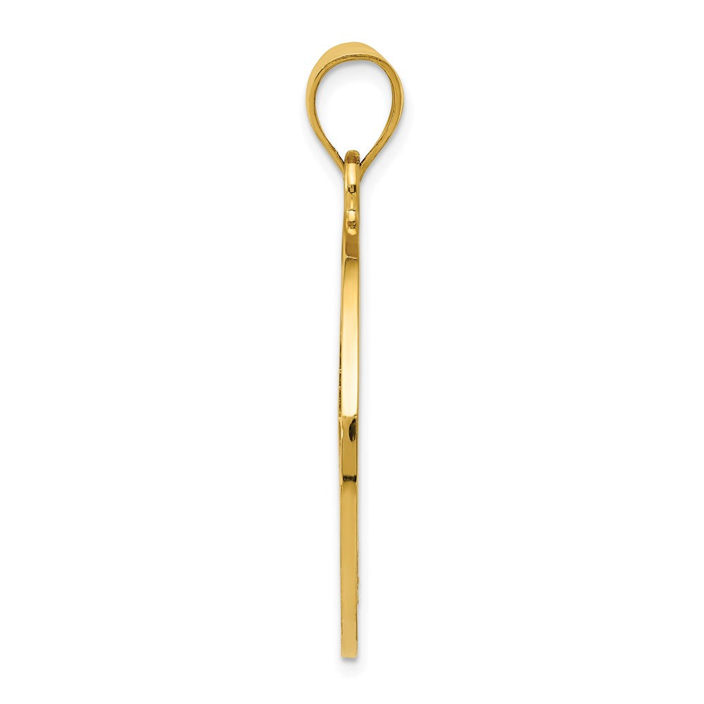 14k Yellow Gold Solid Polished Peace Sign Pendant