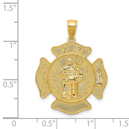 14k Yellow Gold Large FD St. Florian Badge Pendant