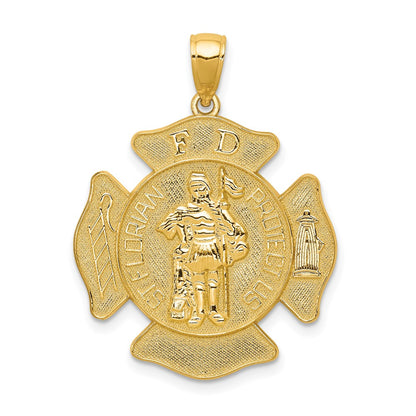14k Yellow Gold Large FD St. Florian Badge Pendant