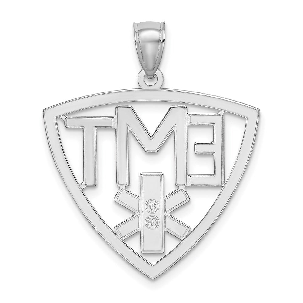 14k White Gold Polished Cut-Out EMT  Charm