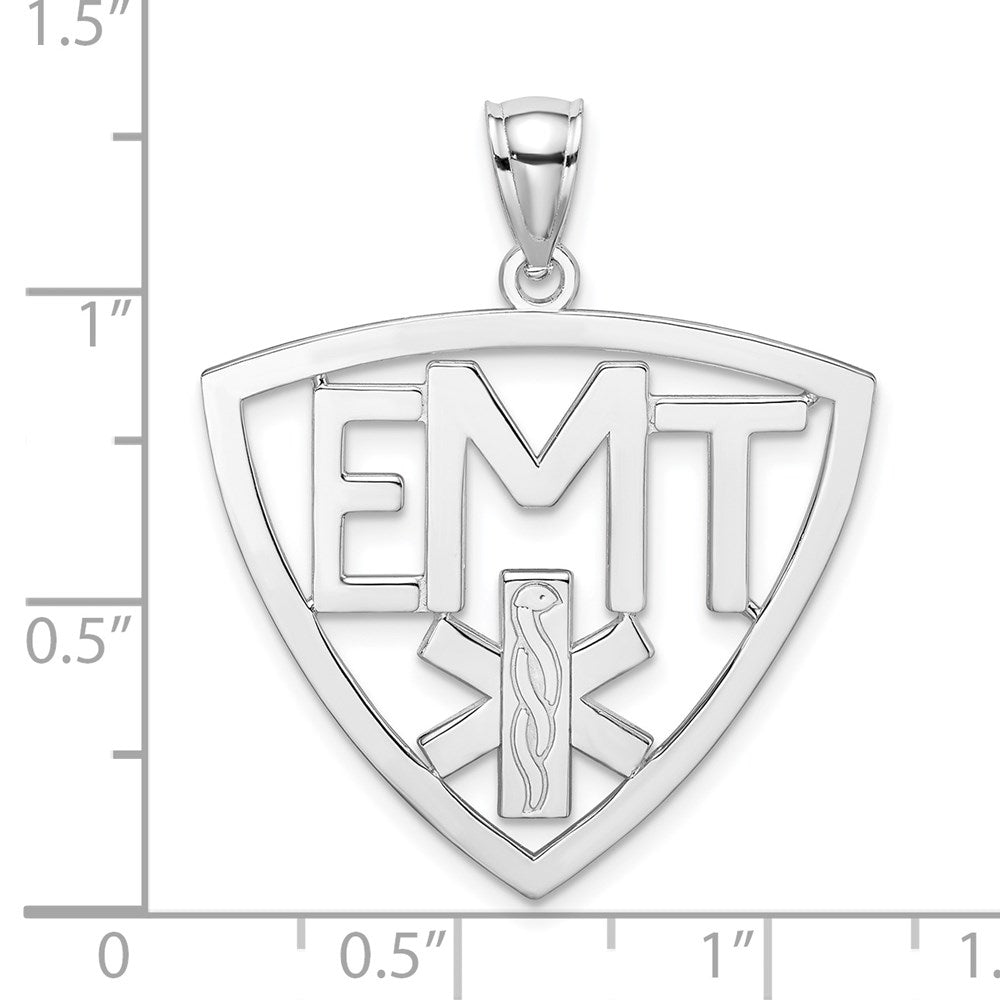 14k White Gold Polished Cut-Out EMT  Charm