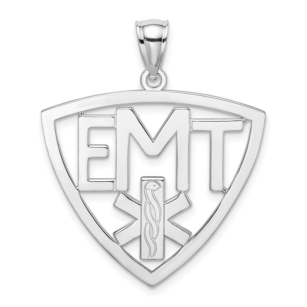 14k White Gold Polished Cut-Out EMT  Charm