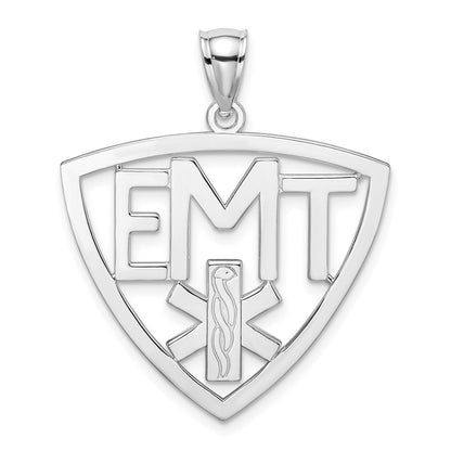 14k White Gold Polished Cut-Out EMT  Charm
