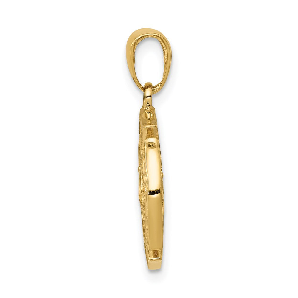 14k Yellow Gold Reversible Fire Department Shield Pendant