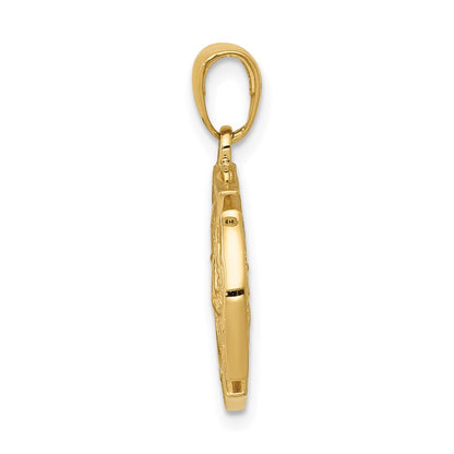 14k Yellow Gold Reversible Fire Department Shield Pendant