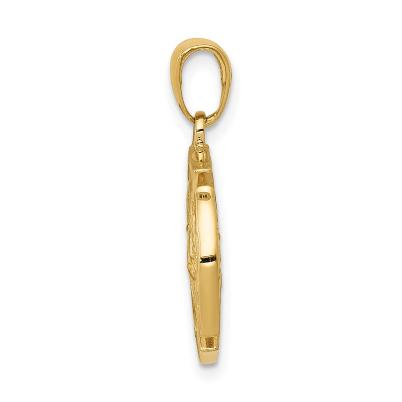 14k Yellow Gold Reversible Fire Department Shield Pendant