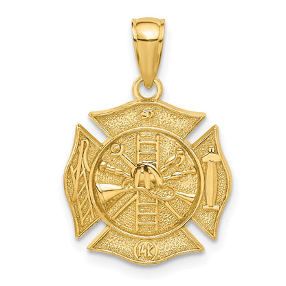 14k Yellow Gold Reversible Fire Department Shield Pendant