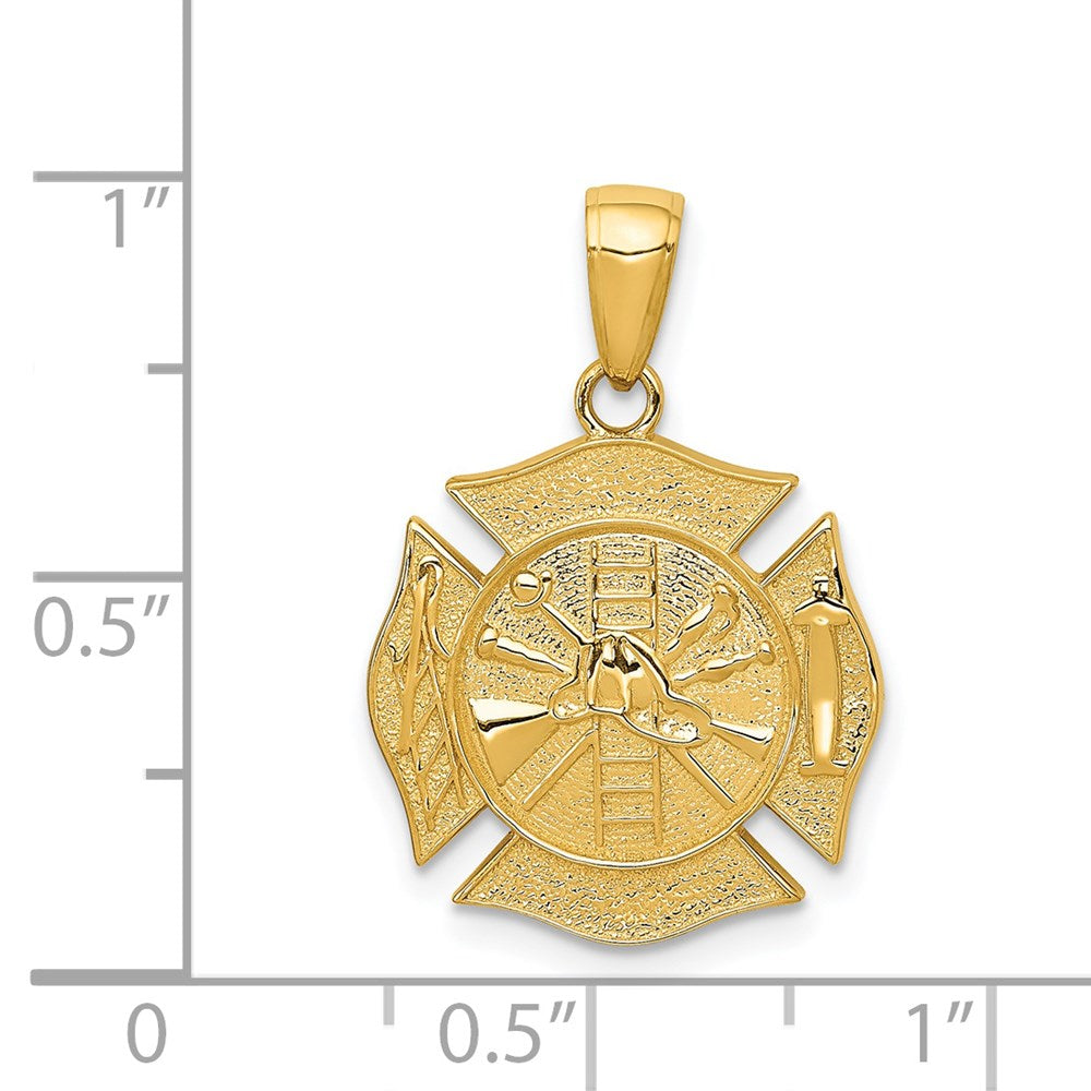 14k Yellow Gold Reversible Fire Department Shield Pendant