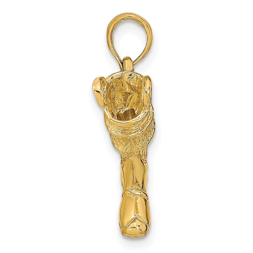 14k Yellow Gold 3-D Large Firefighter Boot Pendant