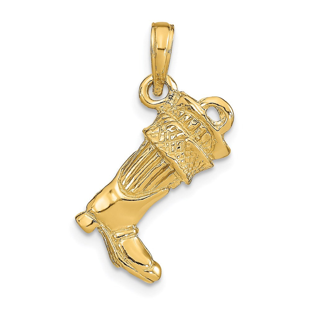 14k Yellow Gold 3-D Large Firefighter Boot Pendant